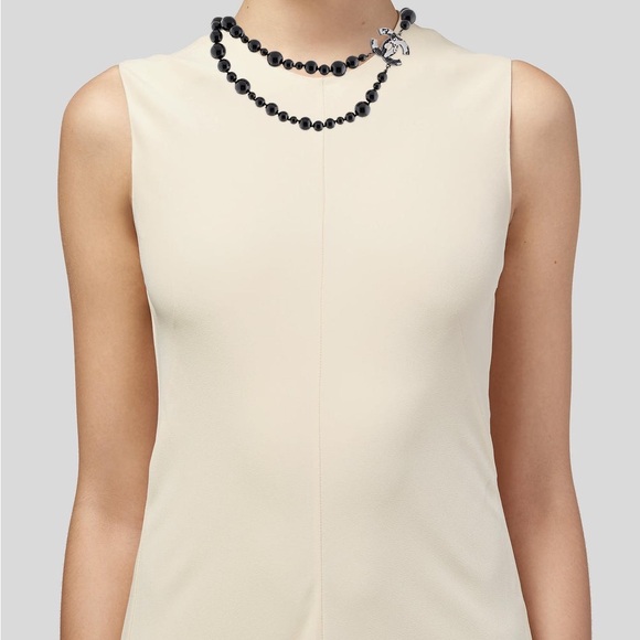 CHANEL PEARLS Choker Black Beaded Enamel Map CC Charm Necklace - Picture 5 of 10